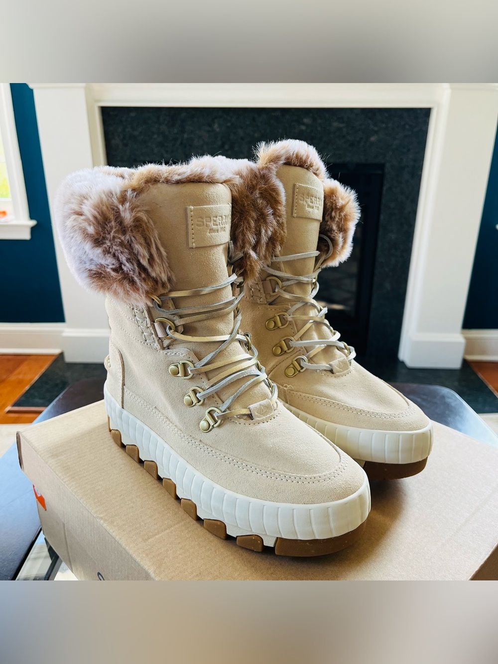 Sz 5.5 Sperry Women's Torrent Winter Lace Up Snow Boot Ivory New